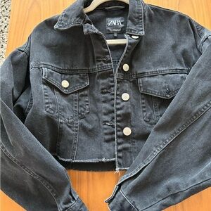 Zara black cropped jean jacket